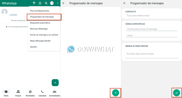 pasos para programar un mensaje con whatsapp plus paso 6